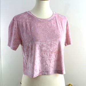 Aeropostale S pink velvet tee shirt sleeve crop